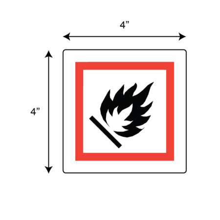 Nevs GHS Pictogram Label - Flammable 4" x 4" GHS-44-FL